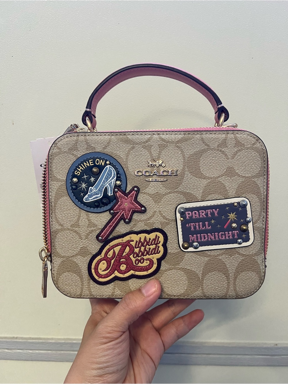 Coach x Disney Beige Signature Patchwork Top-Handle Bag